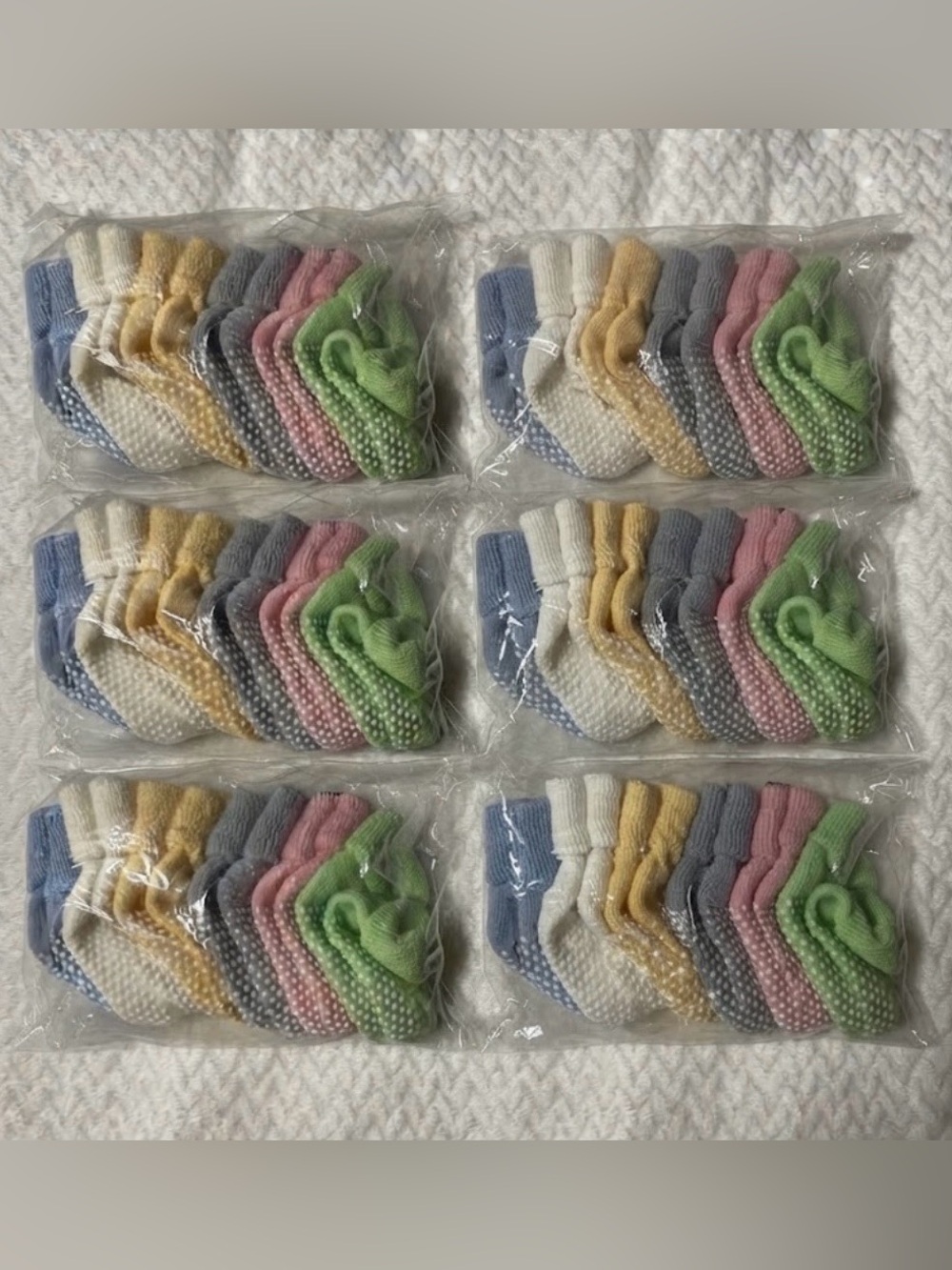 Baby Socks with Grips Newborn Size 0-6 Months - 6 Packs of 6 NEW